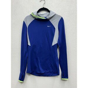 Nike Running Dri Fit Women's Pullover Hoodie Small Blue/Gray/Lime Performance